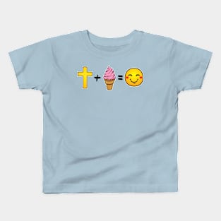 Christ plus Strawberry Ice Cream equals happiness Kids T-Shirt